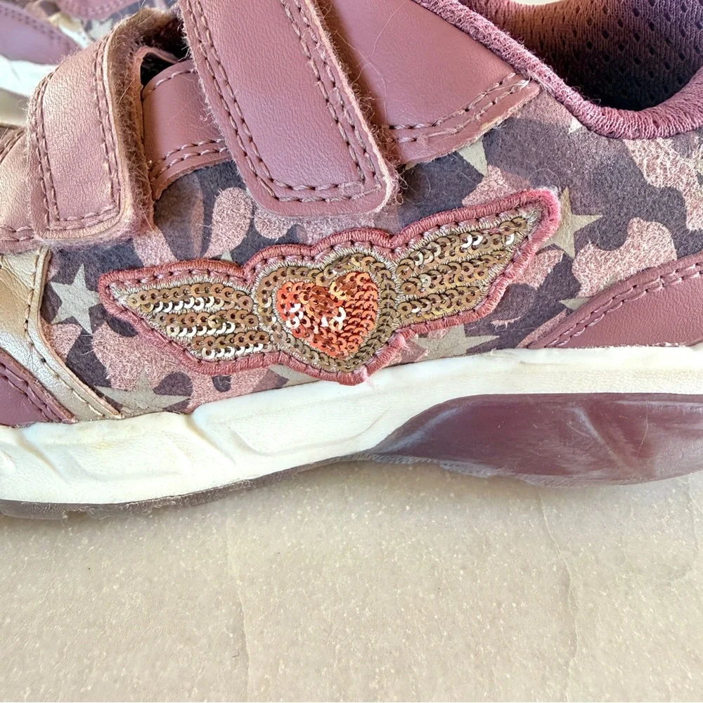 Geox J Spaziale Light Up Sneakers Dark Pink Girls US 12 EU 30